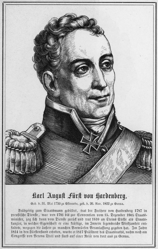 Karl August Furst von Hardenberg (gravura) de German School