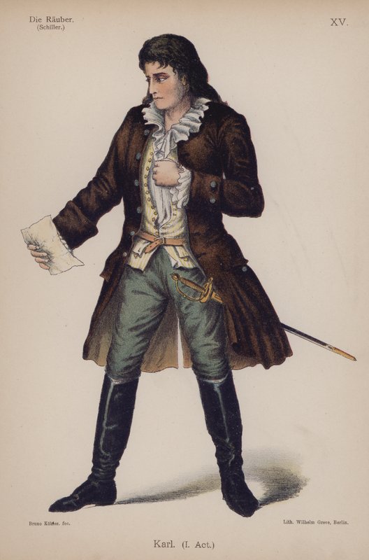 Karl, de Die Rauber (Os Assaltantes) de Friedrich Schiller (cor litho) de German School