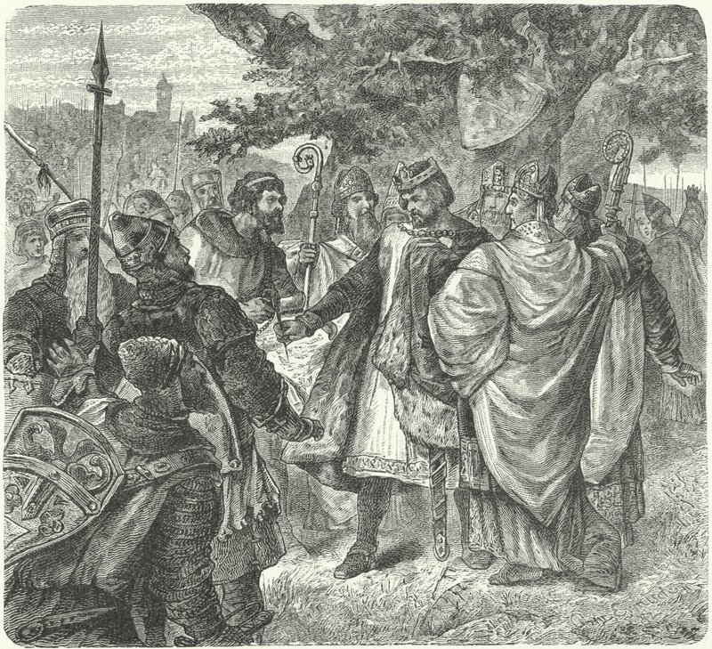 Rei João concordando com a Carta Magna, Runnymede de German School