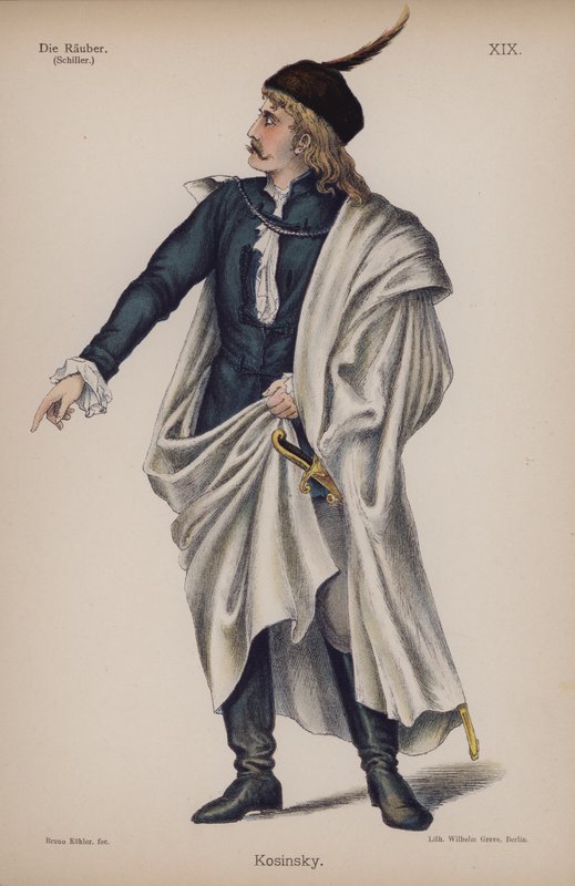 Kosinsky, de Die Rauber (Os Assaltantes) de Friedrich Schiller (cor litho) de German School