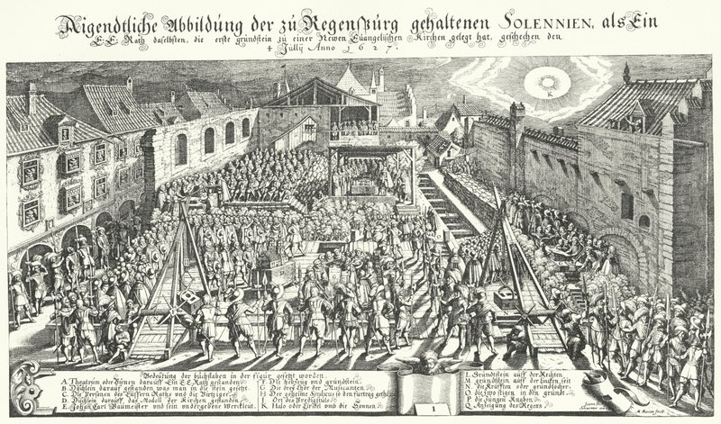 Lançamento das pedras fundamentais de uma nova igreja protestante em Regensburg de German School