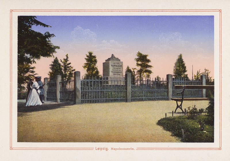 Leipzig, Napoleonstein (litografia a cores) de German School