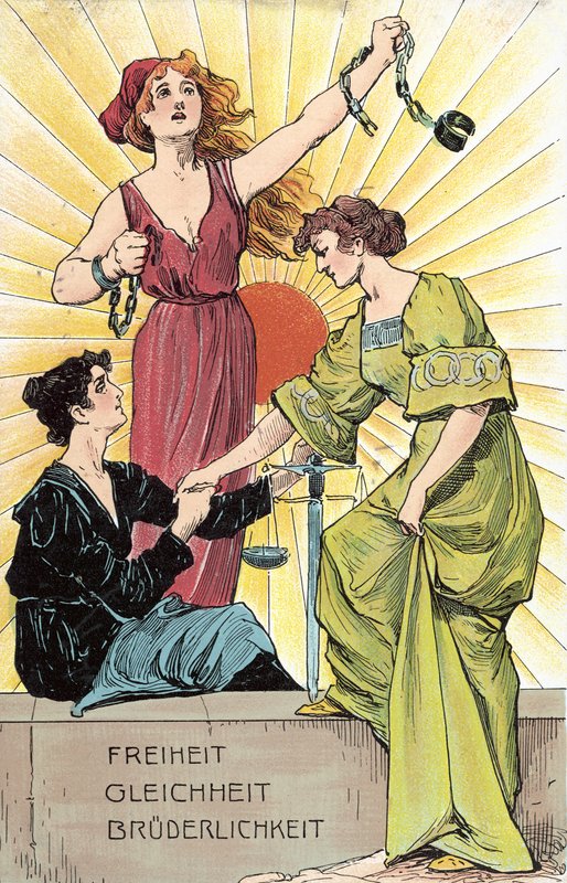 Liberdade, igualdade, fraternidade (cor litho) de German School