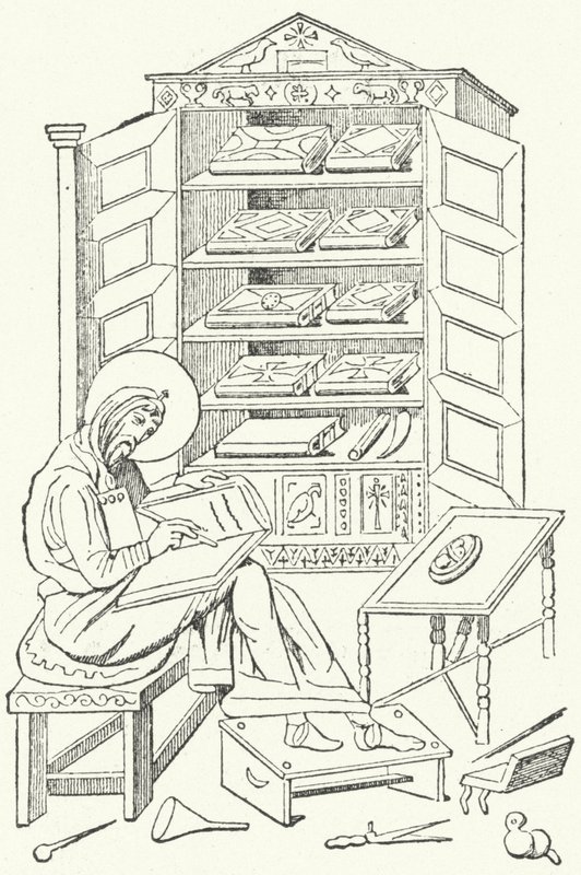 Biblioteca de um cidadão burguês do Império Romano Oriental (gravura) de German School