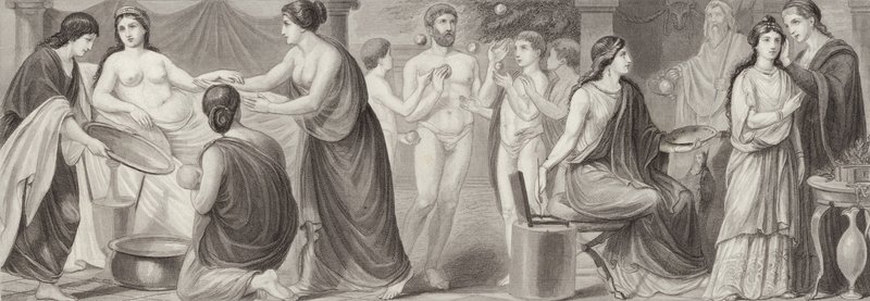 A vida na Roma Antiga. Ilustração para Bilder-Atlas (gravura) de German School
