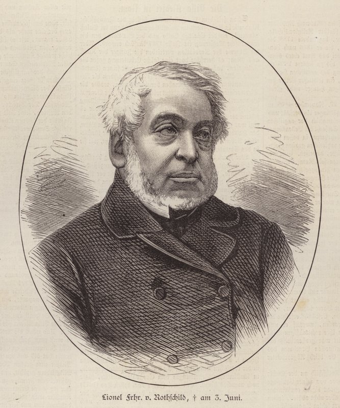 Lionel de Rothschild, banqueiro, político e filantropo britânico (gravura) de German School