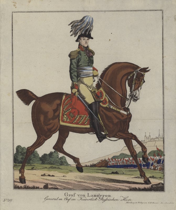 Louis Alexandre Andrault de Langeron, general francês do exército russo (gravura a cores) de German School