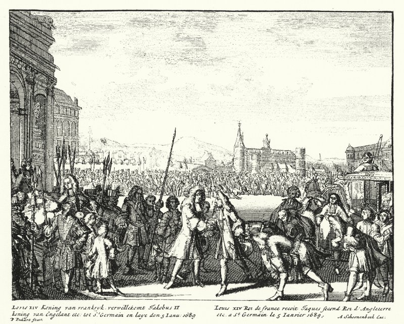 Luís XIV da França dá as boas-vindas a Tiago II da Inglaterra no exílio de German School