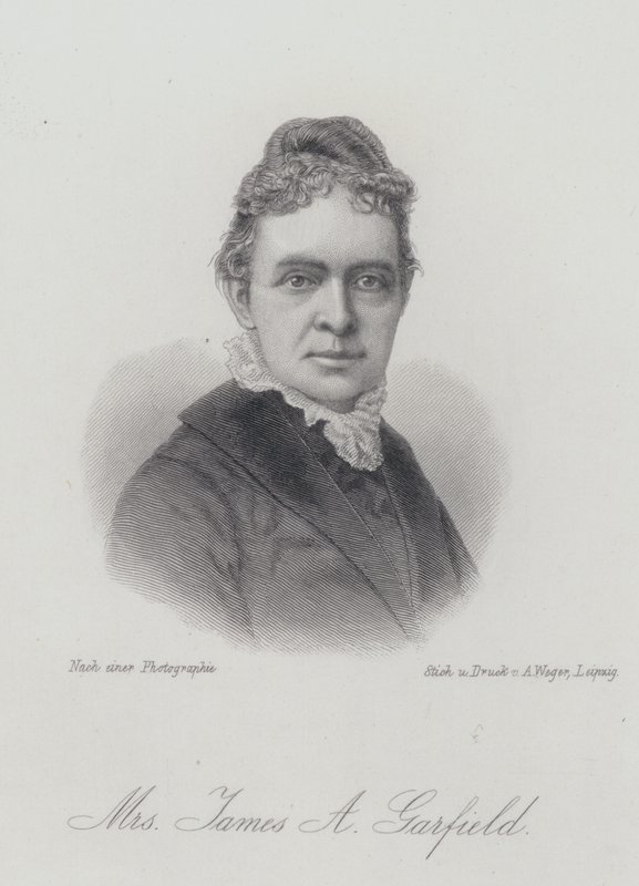 Lucretia Garfield, esposa do Presidente dos EUA James A Garfield (gravura) de German School