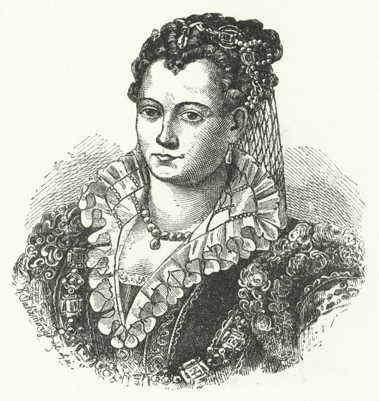 Lucrécia Borgia, Duquesa consorte de Ferrara, Modena e Reggio (gravura) de German School