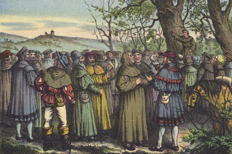 Pregação de Lutero (chromolitho) de German School