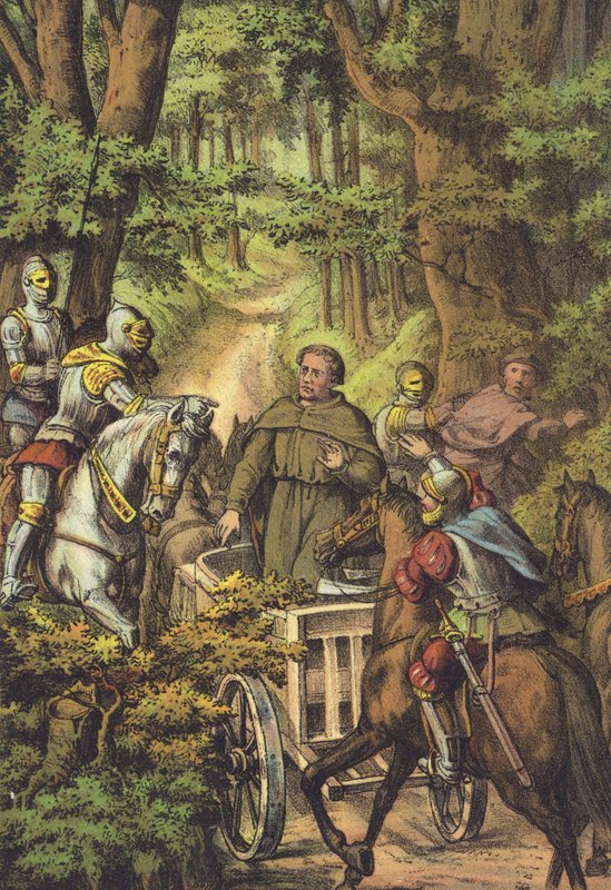 Rapto de Luthers para Wartburg (chromolitho) de German School