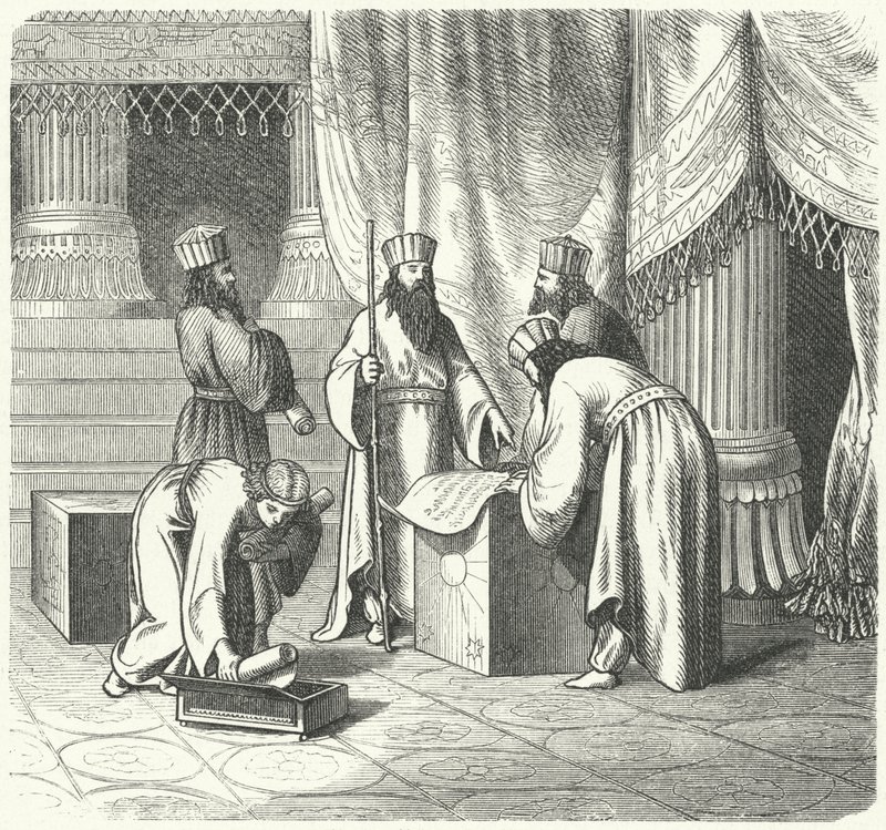 Magos, sacerdotes zoroastrianos persas (gravura) de German School