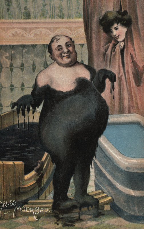 Homem a tomar um banho de lama (cor litho) de German School