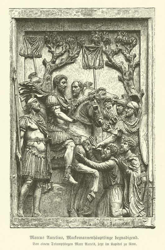 Marcus Aurelius perdoando os chefes marcomânicos (gravura) de German School