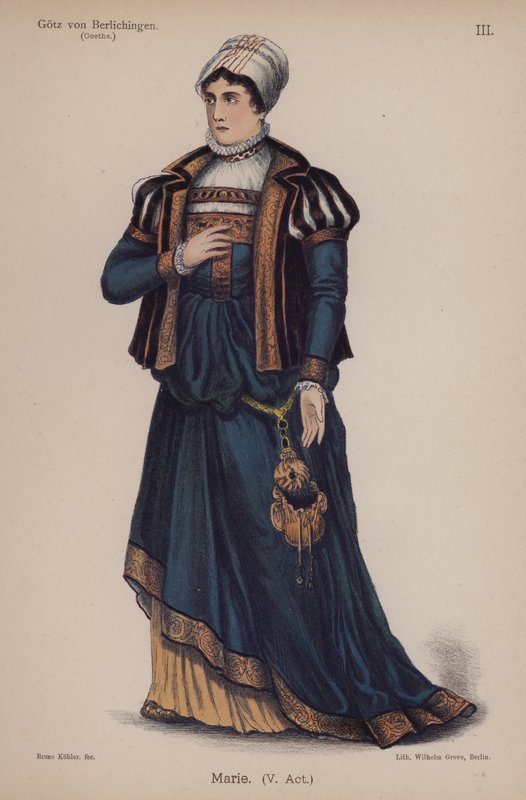 Marie, de Gotz von Berlichingen por Goethe (cor litho) de German School