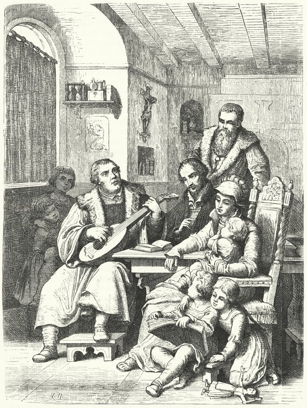 Martin Luther em casa com a sua família de German School