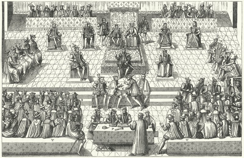 Reunião do General do Estado Francês em Orleans, Janeiro 1561 (gravura) de German School