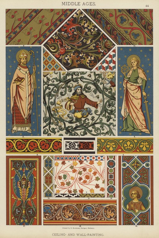 Idade Média, Tecto e Pintura de parede (cor litho) de German School