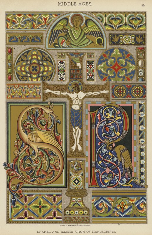 Idade Média, Esmalte e Iluminação de Manuscritos (color litho) de German School