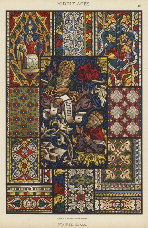 Idade Média, Vidro Manchado (cor litho) de German School