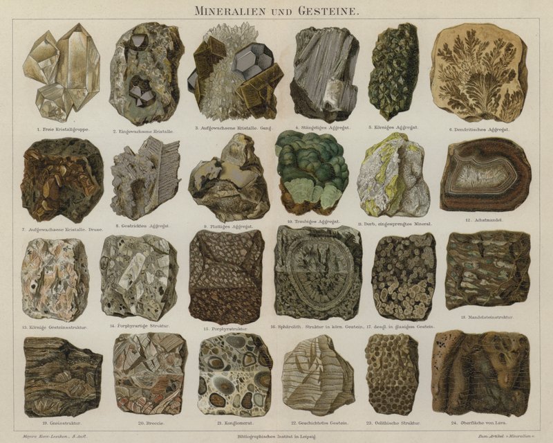 Minerais e rochas (cor litho) de German School