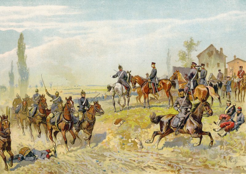 Moltke aguardando a chegada do 2º Corpo Alemão em Gravelotte, Guerra Franco-Prussiana, 18 de agosto de 1870 de German School
