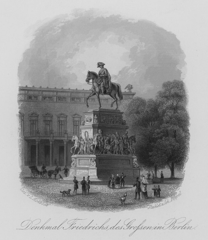 Monumento a Frederico o Grande, Berlim (gravura em aço) de German School