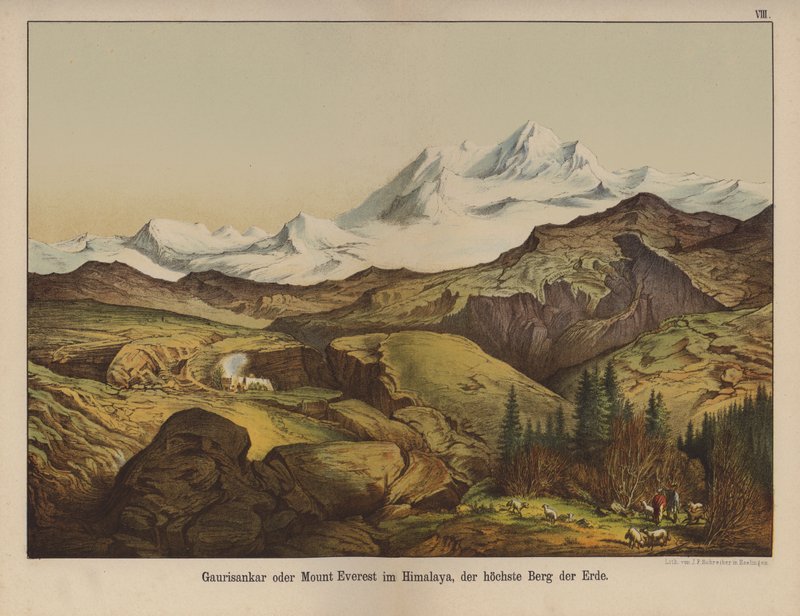 Monte Everest, a montanha mais alta da Terra (cor litho) de German School