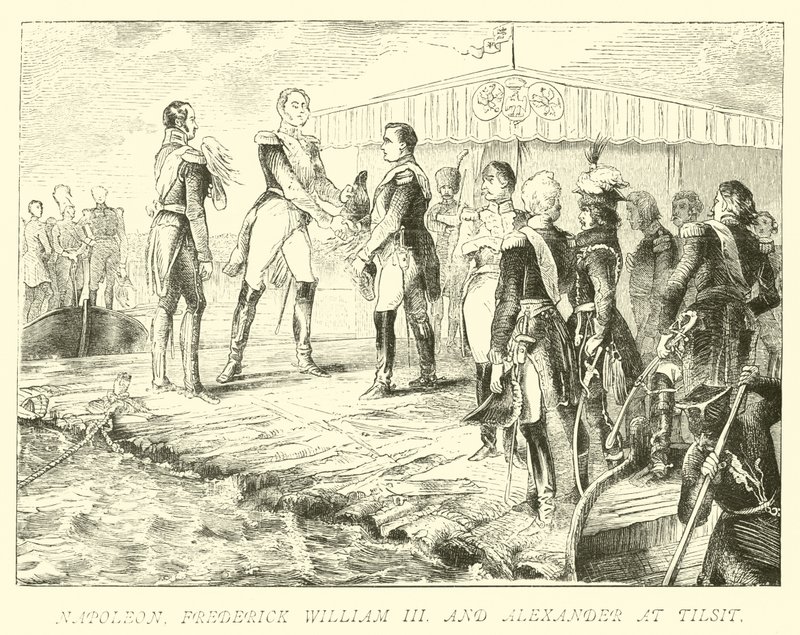 Napoleão, Frederico Guilherme III e Alexandre no Tilsit de German School