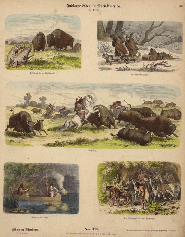 Nativos americanos (gravura colorida) de German School