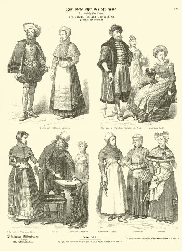 Trajes noruegueses e dinamarqueses, início do século XVII de German School