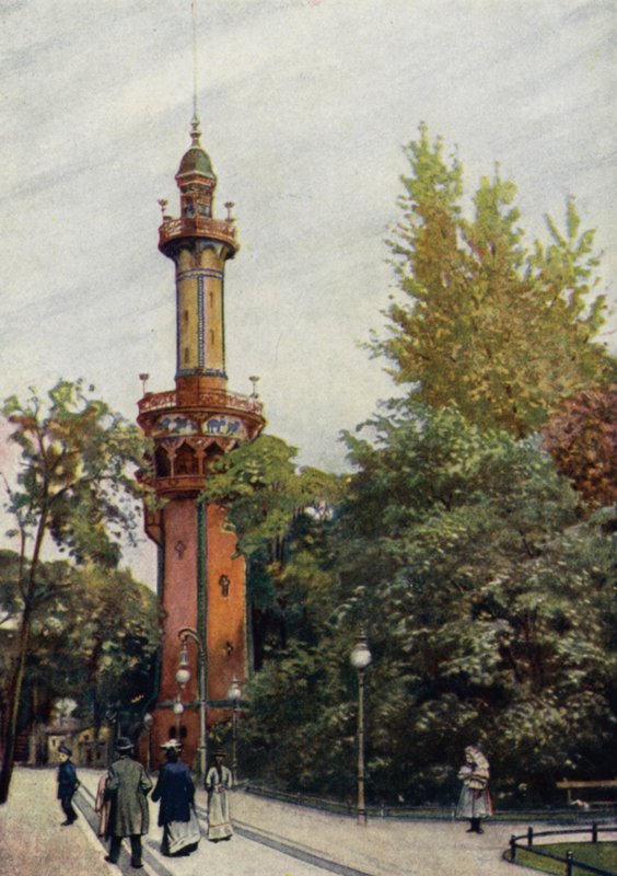 Torre de observação, Jardim Zoológico de Berlim, Alemanha (cor litho) de German School