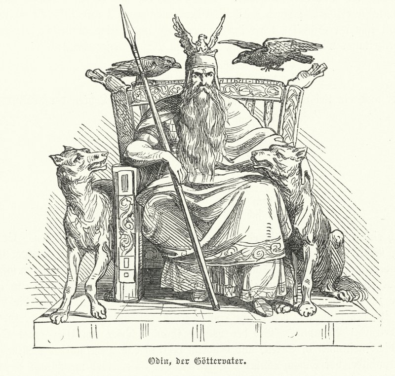 Odin, deus da mitologia nórdica (gravura) de German School