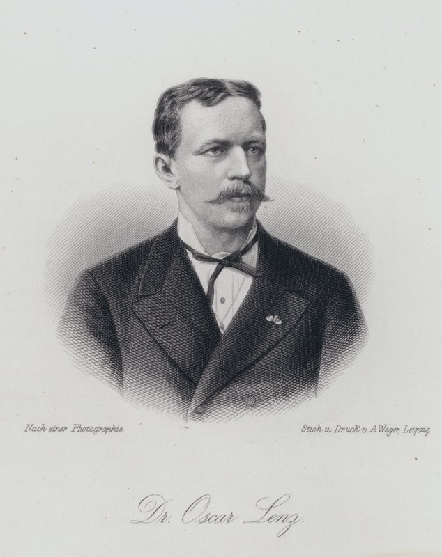 Oskar Lenz, geólogo e mineralogista germano-austríaco (gravura) de German School