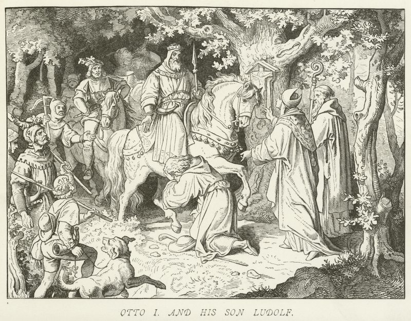 Otto I e seu filho Ludolf de German School