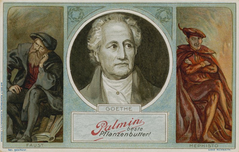 Palmin trade card com uma imagem de Goethe de German School