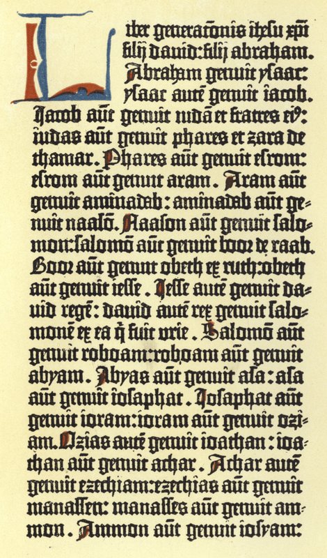 Parte de uma coluna da bíblia de Gutenberg de German School