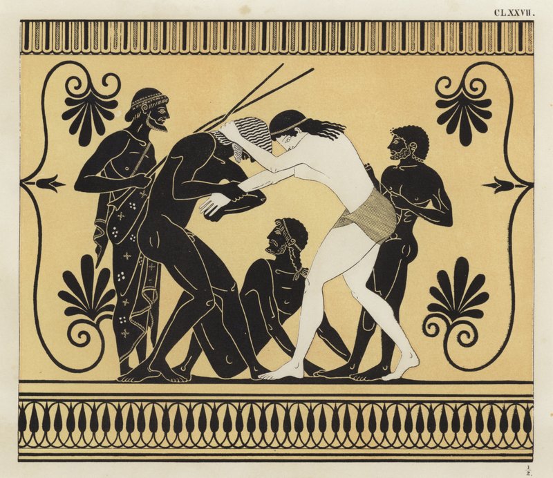 Peleu e Atalanta lutando de German School