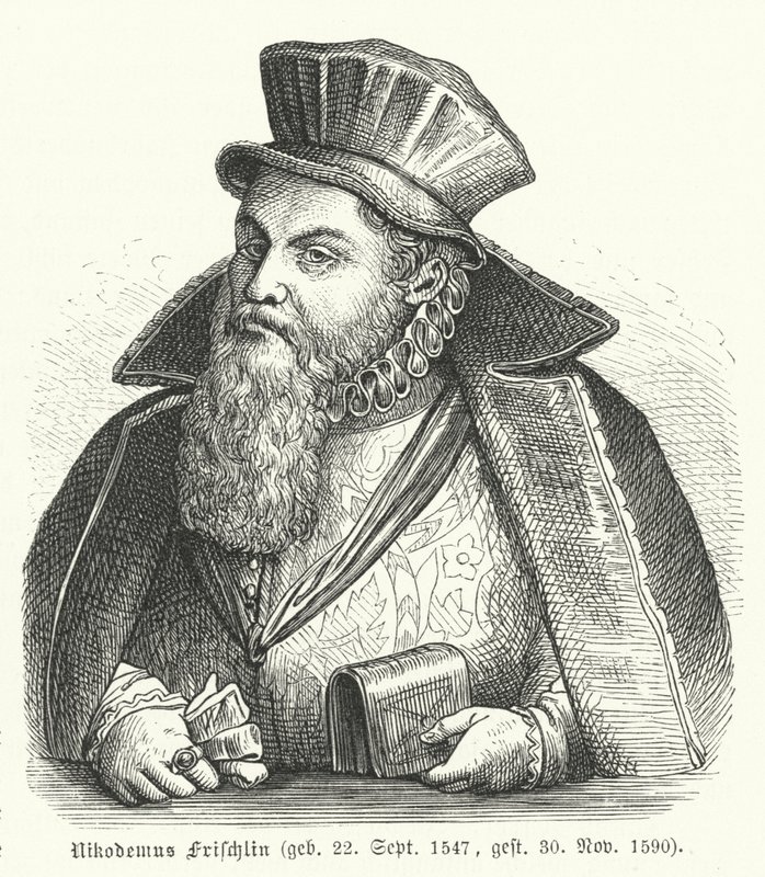 Philipp Nicodemus Frischlin, poeta e dramaturgo alemão (gravura) de German School