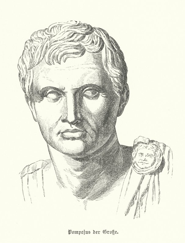 Pompeu o Grande, soldado e político romano (gravura) de German School