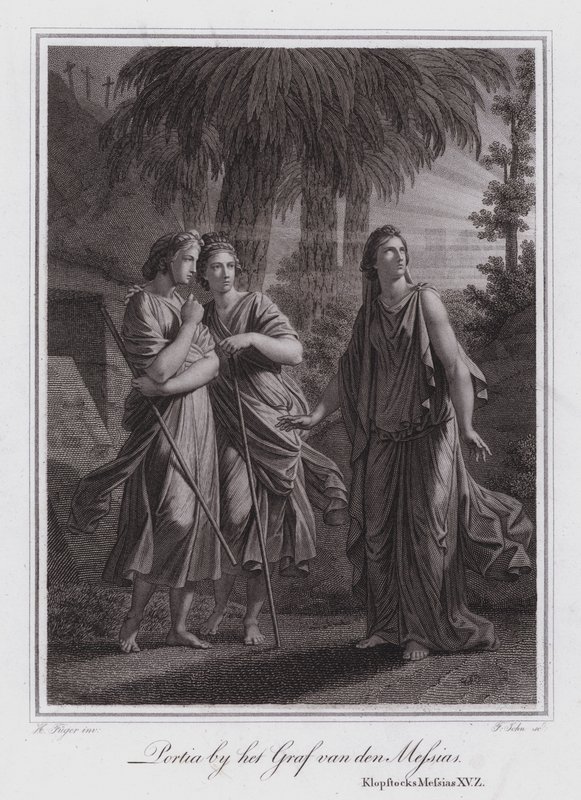 Portia no túmulo de Cristo (gravura) de German School