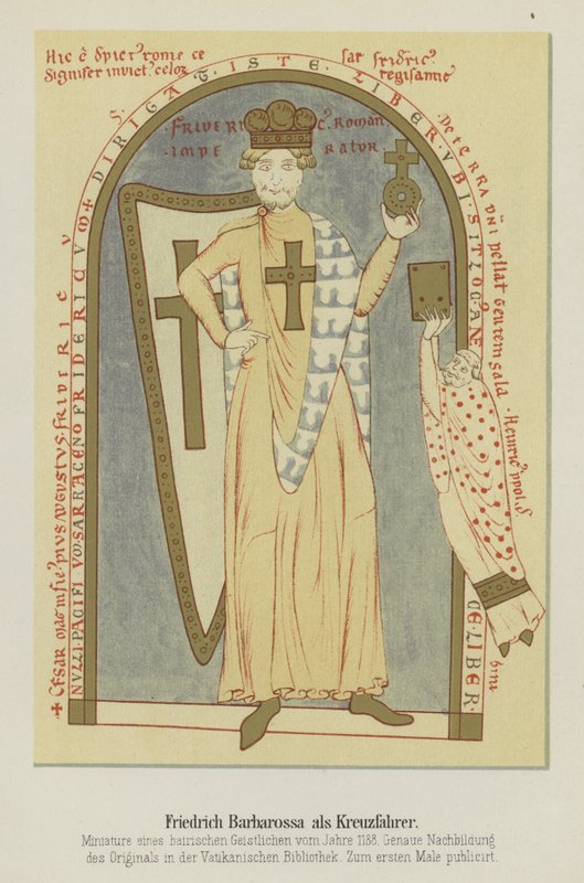 Retrato de Frederico Barbarossa, Sacro Imperador Romano, como um Crusader, 1188 de German School