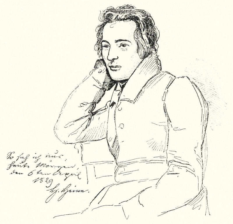 Retrato do poeta e escritor alemão Heinrich Heine quando jovem (gravura) de German School