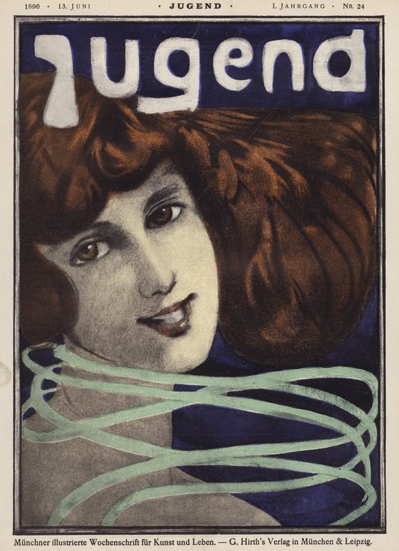Retrato de uma menina (cor litho) de German School