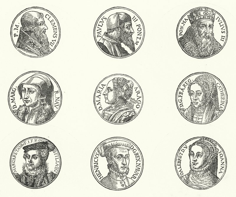 Retratos de papas e realeza (gravura) de German School