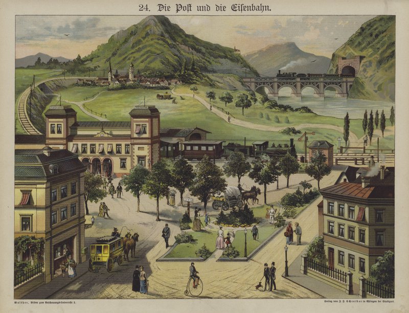 Correios e ferrovias (cor litho) de German School