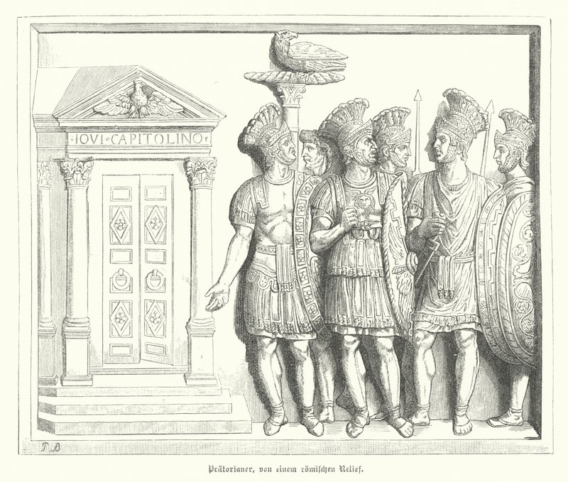 Guardas Pretorianos, depois de um relevo romano (gravura) de German School