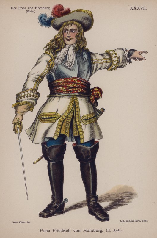 Príncipe Friedrich de Homburg, de Der Prinz von Homburg (O Príncipe de Homburg) por Heinrich von Kleist (cor litho) de German School