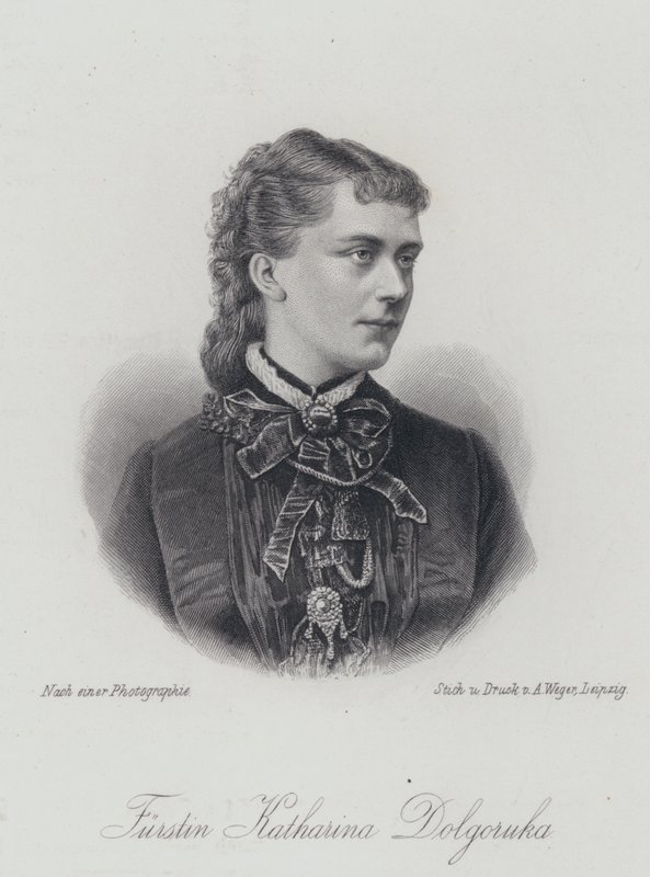 Princesa Catherine Dolgorukova, amante e mais tarde esposa morganática do czar Alexandre II da Rússia (gravura) de German School